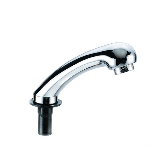 Torneira cromada curva com base preta