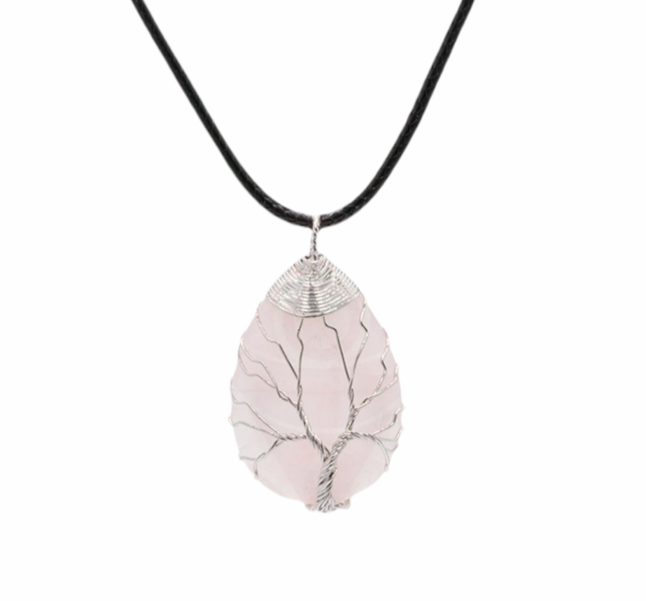 Colar Árvore - Quartzo Rosa