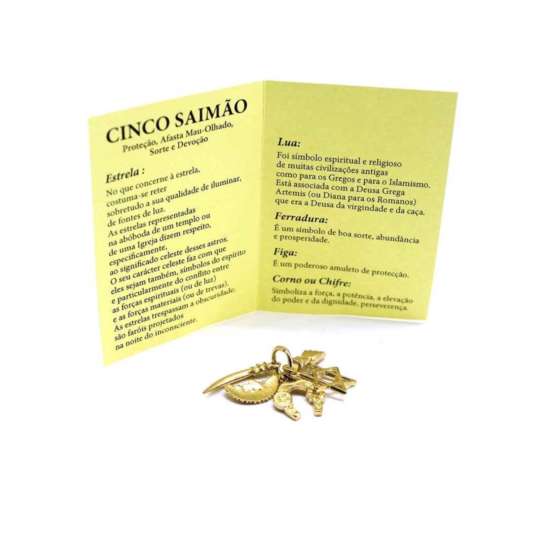 Amuleto Cinco Saimão Dourado