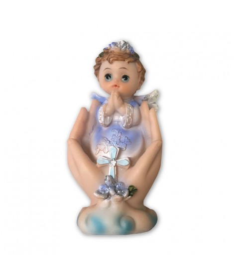 ANJO AZUL C/MÃOS 11x6cm