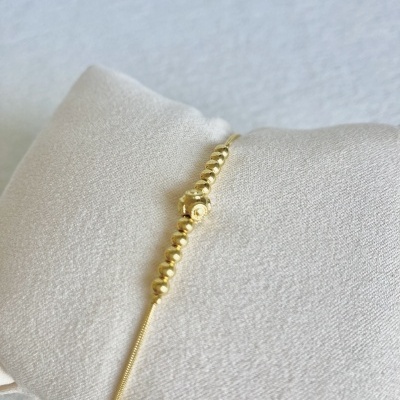 AG - Pulseira dourada contas Viana