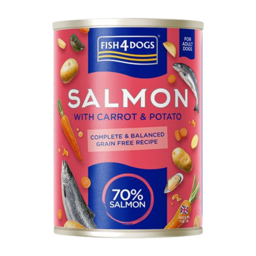 Ração húmida completa para cães com salmão, cenoura e batata - Fish4dogs - 395g Ração húmida completa para cães com salmão, cenoura e batata - Fish4dogs - 395g