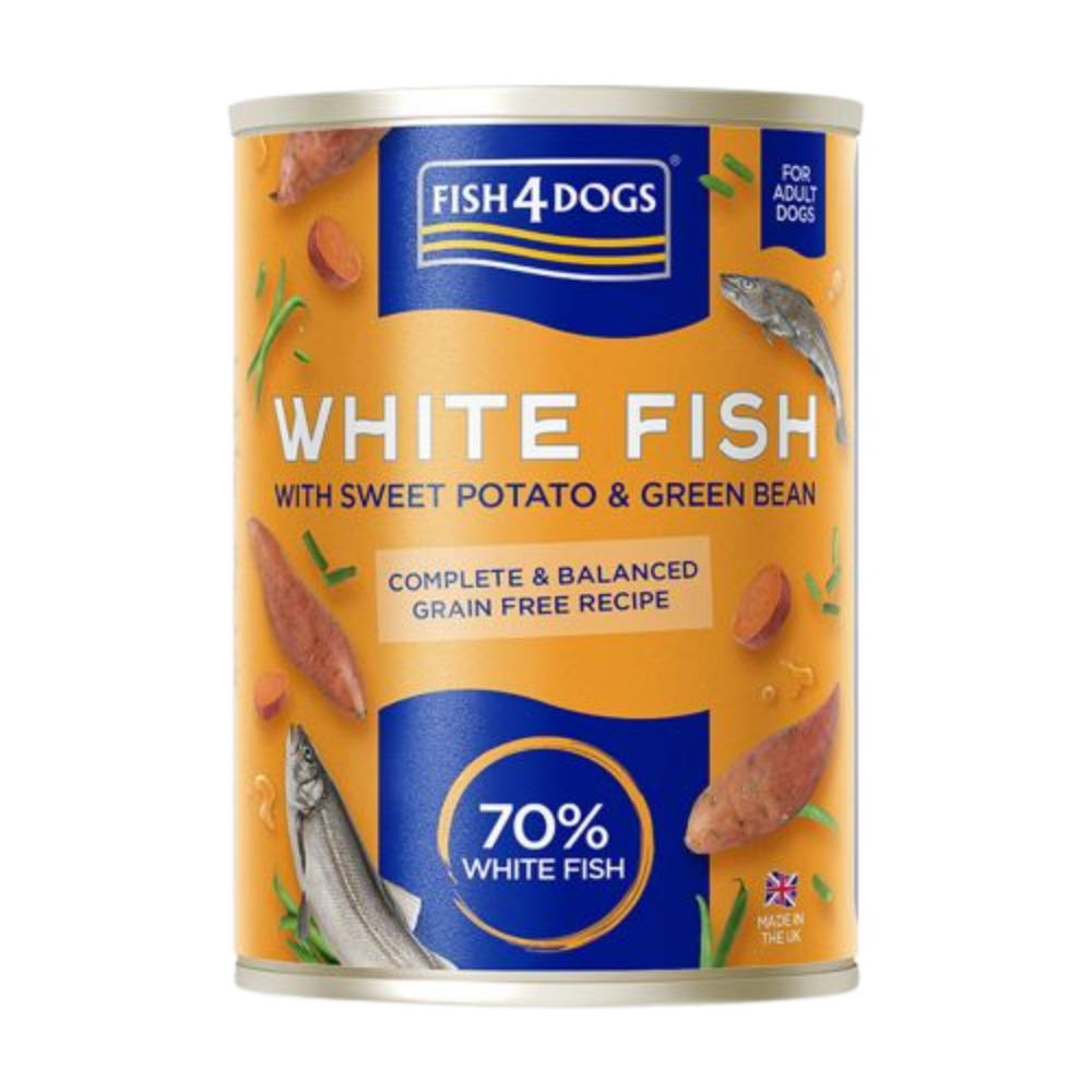 Ração húmida completa para cães com peixe branco e batata-doce - Fish4dogs - 395g Ração húmida completa para cães com peixe branco e batata-doce - Fish4dogs - 395g
