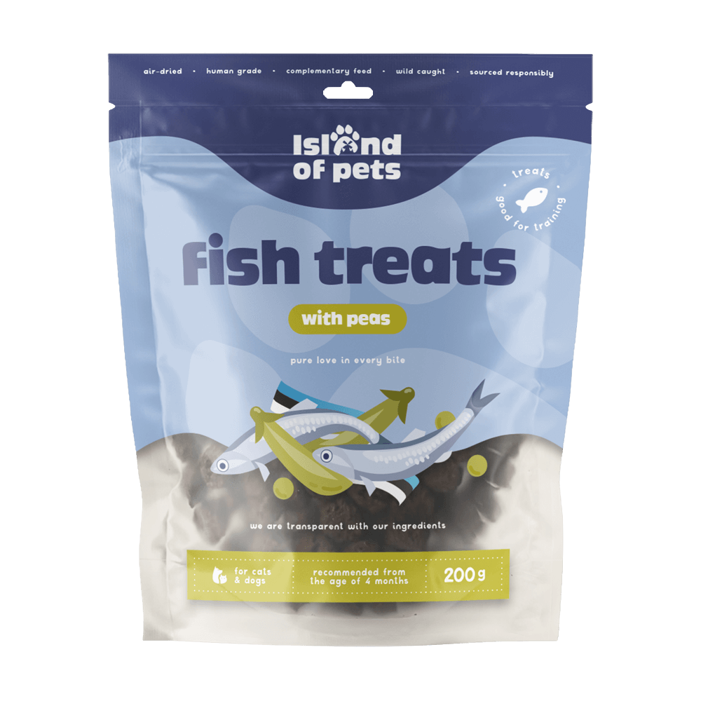 Petiscos de peixe com ervilhas - Island of Pets Petiscos de peixe com ervilhas - Island of Pets