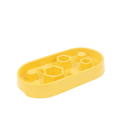Tabuleiro amarelo de plástico com relevos hexagonais