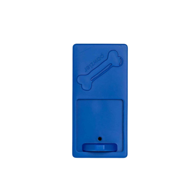 Caixa dispensadora de saco de lixo para cães em plástico azul com relevo de osso