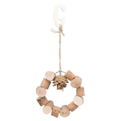 Brinquedo em madeira e pinha para roer