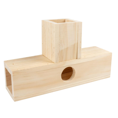 Tunel de madeira em T para hamsters anões