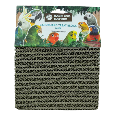 Bloco de tratamento de cartão para aves com embalagem ilustrada com várias aves coloridas