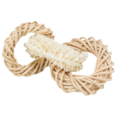 Argola em lufa, vime e folhas de milho