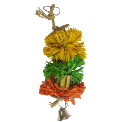 Pompons de ráfia coloridos e bambu