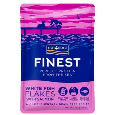 Flocos de peixe branco com salmão - Finest Fish4Dogs - 100g