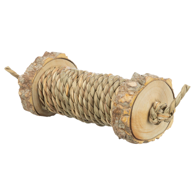 Rolo em corda de algas e madeira