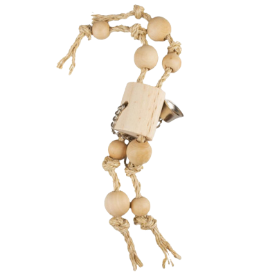 Brinquedo com sisal e contas de madeira