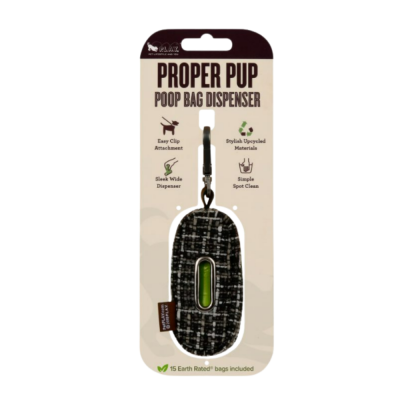 Dispensador de sacos para dejetos de cão com padrão preto e branco