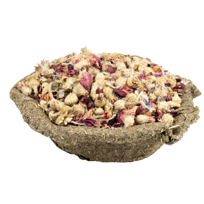 Taça de Feno timoteo com flores