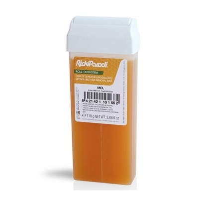 Recipiente de depilação roll-on âmbar com tampa branca