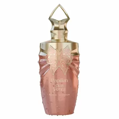 Frasco cor de rosa e dourado de perfume Papillon des Vents