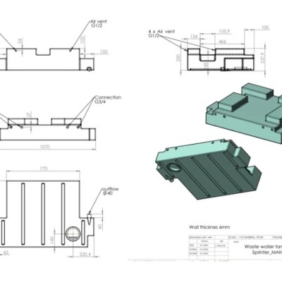 Depósito de agua suja 100 litros Sprinter, MAN TGE e Crafter - Por encomenda