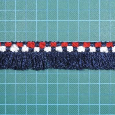 Franja Bouclé PL 3cm Azul Escuro/BR/Vermelho