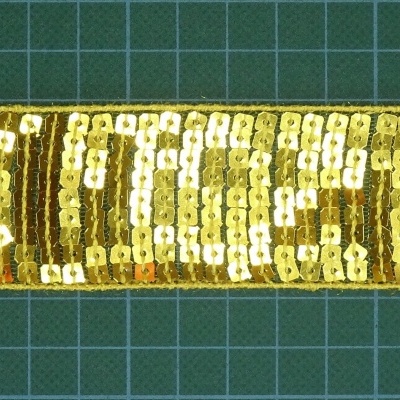 Fita com Lantejoulas Quadradas 3,7cm Amarelo