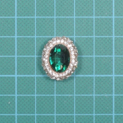 Botão de Pé Metálico Oval com Pedras 19mm x 23mm