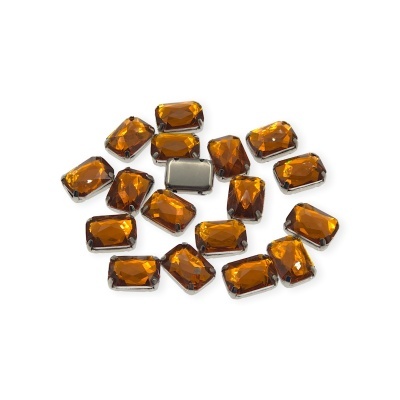 Pedra Rectangular 10x14mm com Base Metálica e Garras