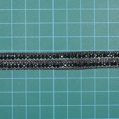 Fita Termocolante com Correntes e Pedras 13mm Preto