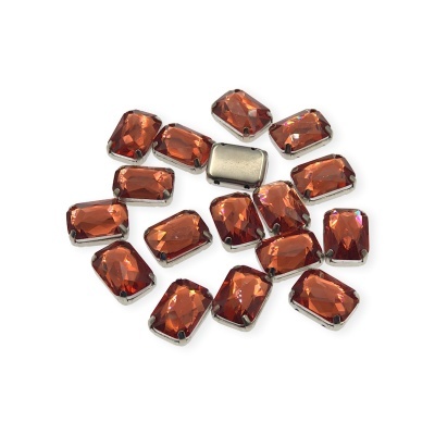 Pedra Rectangular 10x14mm com Base Metálica e Garras