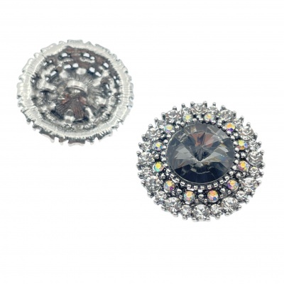 Botão de Pé 28mm com Pedras 28mm NK/Cristal/Cinzento