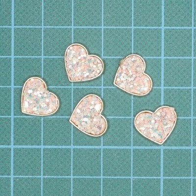 Tacha Coração Com Glitter 13mmx15mm Termocolante