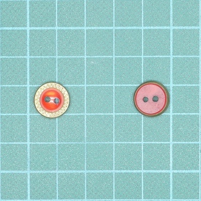 Botão 2 Furos Plástico c/Aro Metálico 12,5mm 20L Vermelho/OR