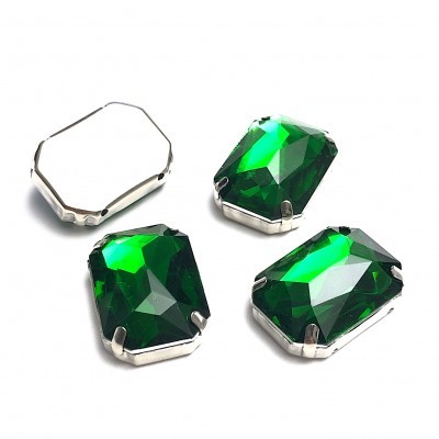 Pedra Rectangular 25mm x 18mm com Base Metálica e Garras