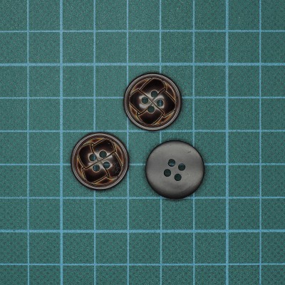 Botão 4 Furos Militar ABS Redondo 18mm Castanho