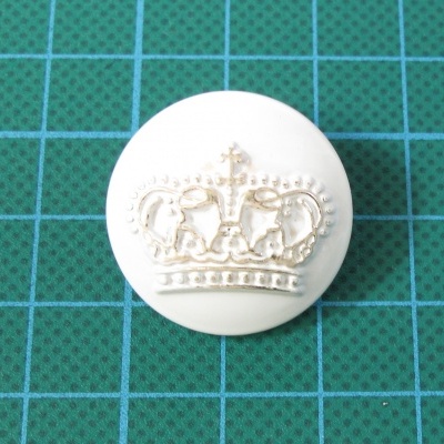 Botão de Pé Militar Brasão Plástico 25mm Branco