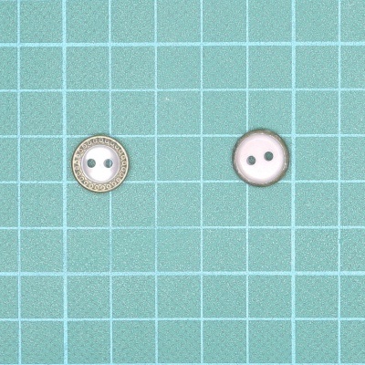 Botão 2 Furos Plástico c/Aro Metálico 12,5mm 20L Lilas /OV