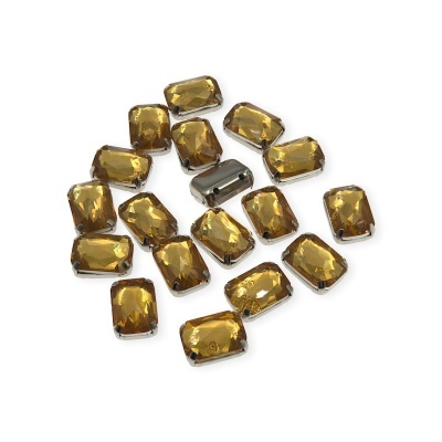 Pedra Rectangular 10x14mm com Base Metálica e Garras