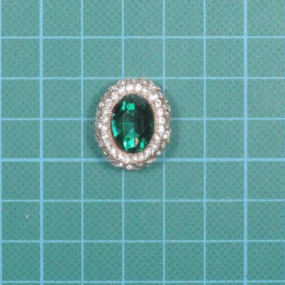 Botão de Pé Metálico Oval com Pedras 19mm x 23mm
