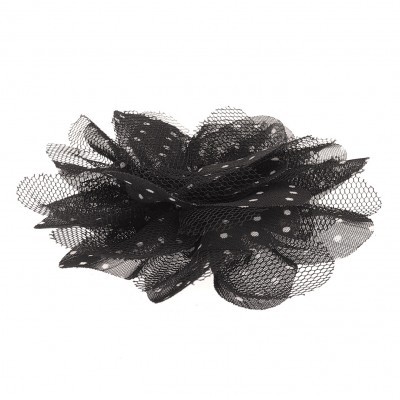 Flor de tecido com Pintas e Tule 8cm