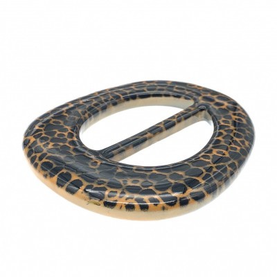 Fivela Irregular sem Fuzilhão 4,6cm com Estampa Leopardo