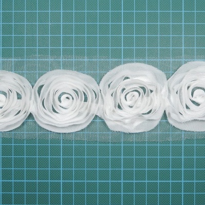 Tira de Tule com Flores 7cm