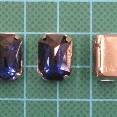 Pedra Rectangular 10x14mm com Base Metálica e Garras