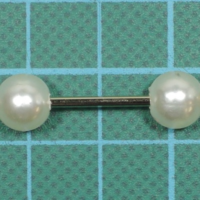 Piercing Metálico c/Rosca 4cm c/Pérolas 8mm OR