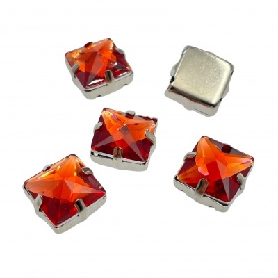 Pedra Quadrada 12mm com Base Metálica e Garras