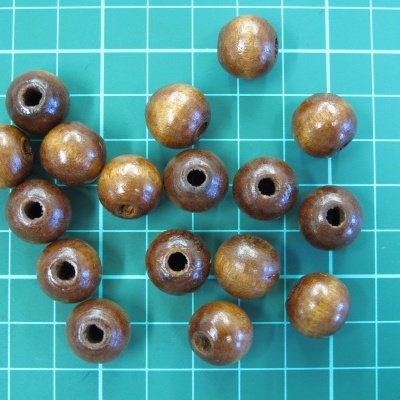 Bola Madeira 14x12mm Castanho Tingido