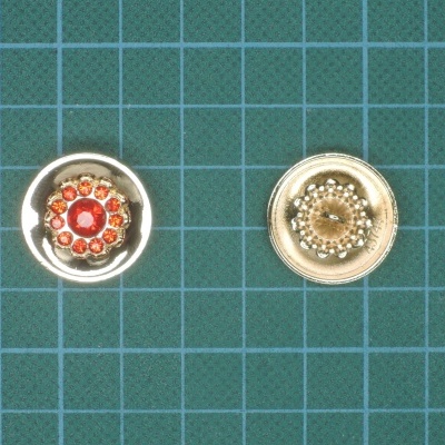 Botão de Pé Metálico c/Pedras 23mm OR/Vermelho