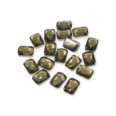 Pedra Rectangular 10x14mm com Base Metálica e Garras