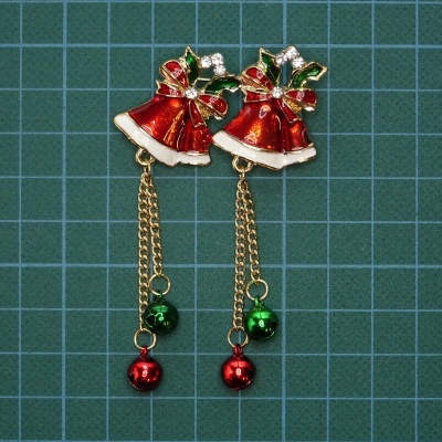 Pregadeira Metálica Sinos 8,4x4,8cm OR/Verde/Veremlho