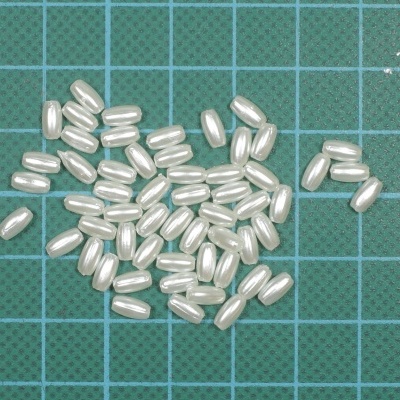 Missanga Arroz Plástica Nacarada 3mm x 6mm com Furo 1mm