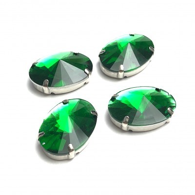 Pedra Oval 25mm x 18mm com Base Metálica e Garras